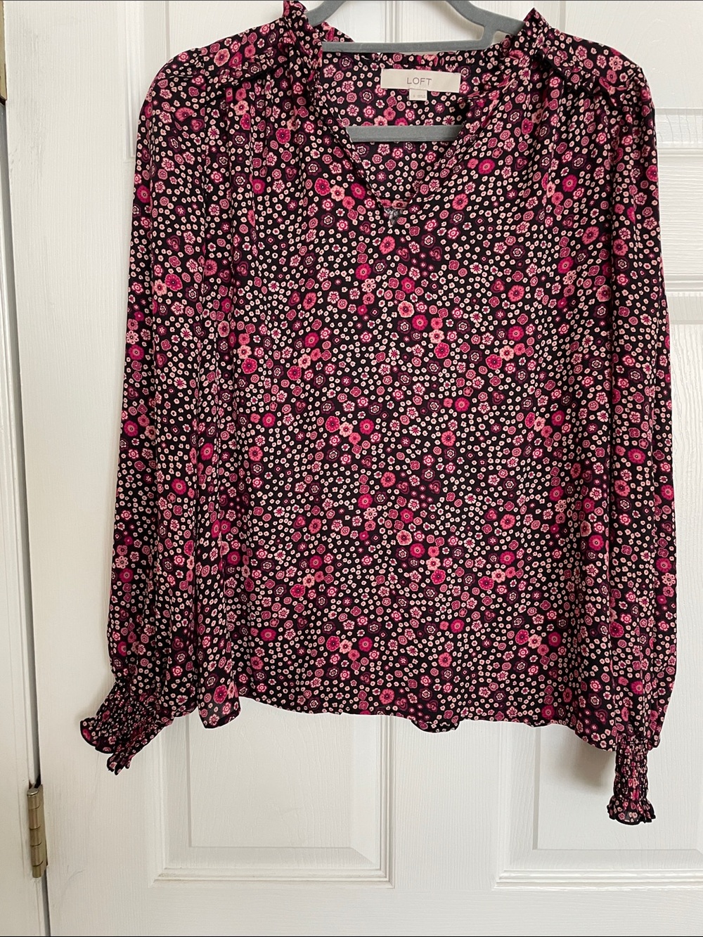 Beautiful black, fushia, and pink blouse from Loft,  size medium.